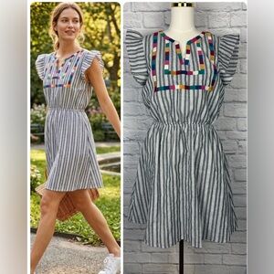 Savanna Jane vibrant embroidered  striped dress size M